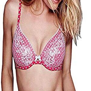 Victorias Secrets Body by Victoria Red White Polka Dots Demi-Buste Bra Set